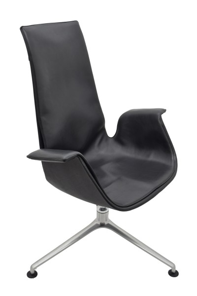 Walter Knoll - Designer-Schalensessel FK Leder - Sitz: Leder schwarz - Gestell: Alu poliert