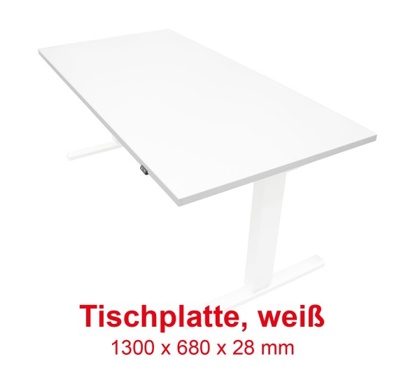 Tischplatte weiß - 1300 x 680 x 28 mm - passend zu den Untergestellen weiß, silber, schwarz